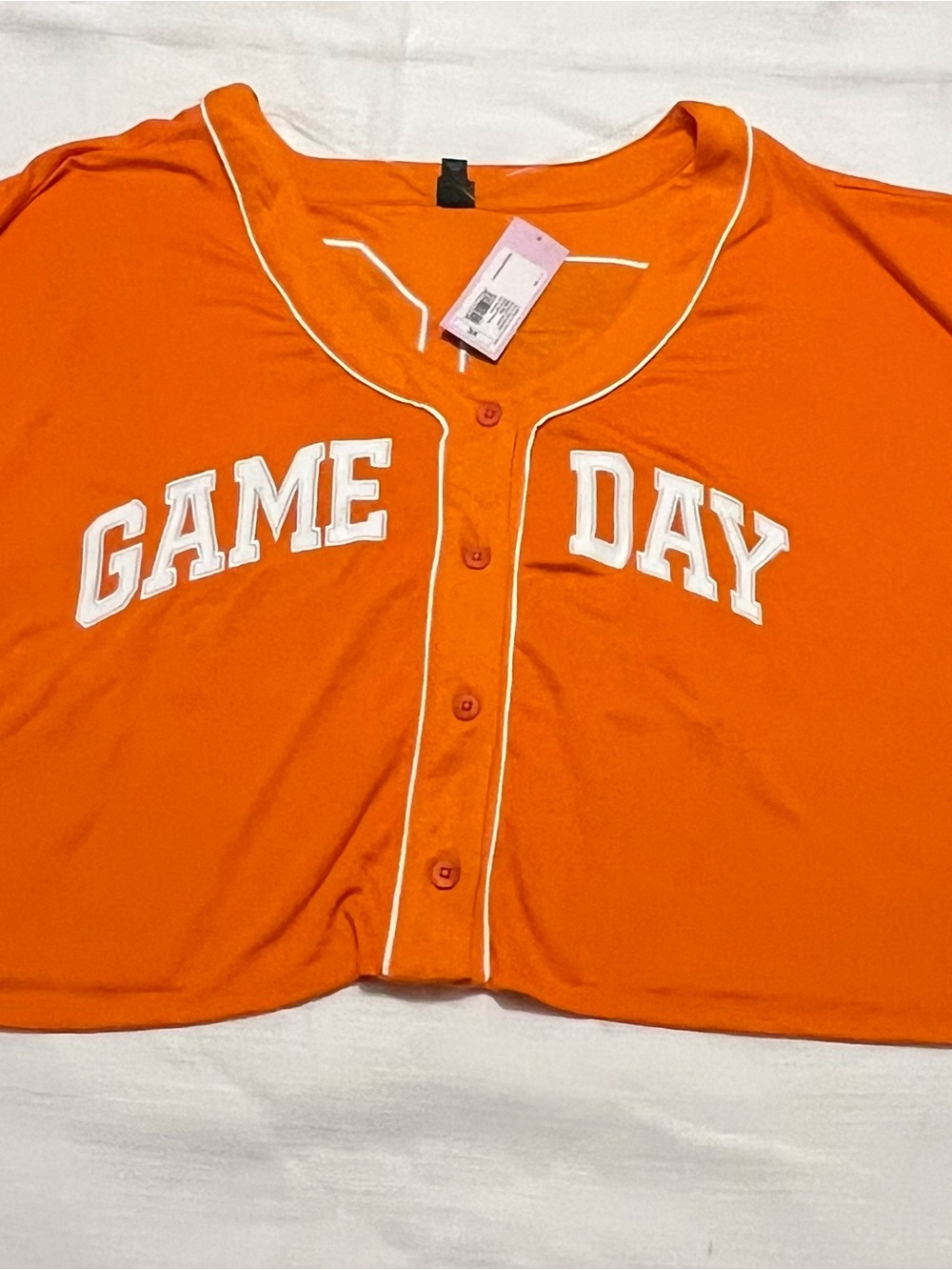 wild fable Orange 'Game Day' Button-Front Jersey Top